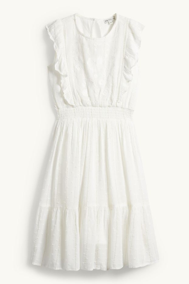 Copii - Fete - Rochie - aspect lucios - alb-crem