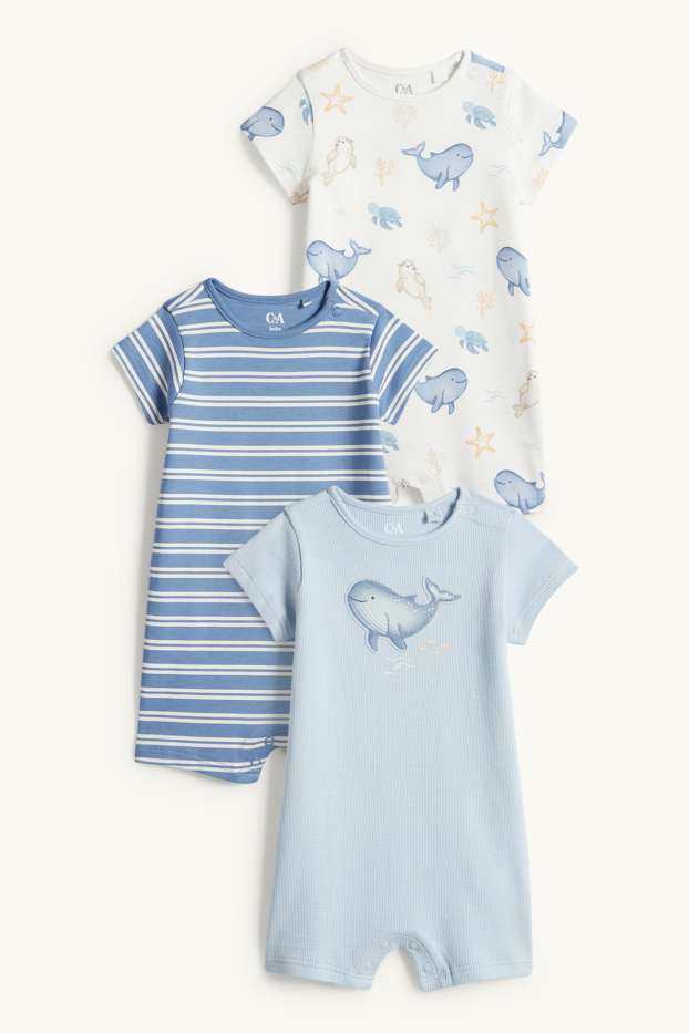 Nadó nen - Paquet de 3 - foca i balena - pijama per a nadó - blau/blanc