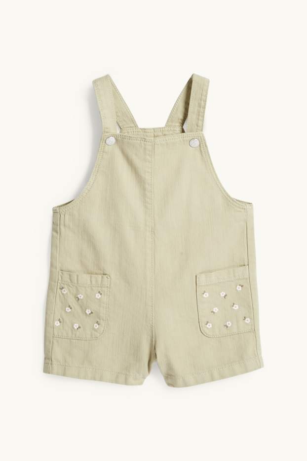 Niemowlęta dziewczynki - Kwiatki - komplet niemowlęcy - 2 części - biały / beżowy