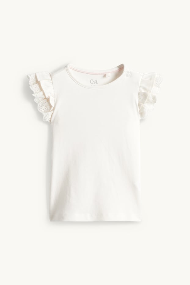 Baby Girls - Floral - baby outfit - broderie anglaise - 2 piece - blue / white