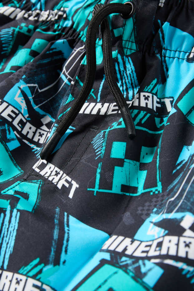 Kinderen: jongens - Minecraft - zwemshort - zwart / turquoise
