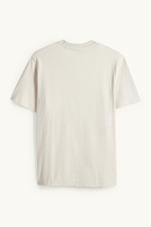 Herren - T-Shirt - Regular Fit - strukturiert - cremeweiss
