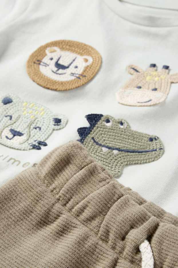 Baby Buben - Wildtiere - Baby-Crochet-Outfit - 2 teilig - mintgrün