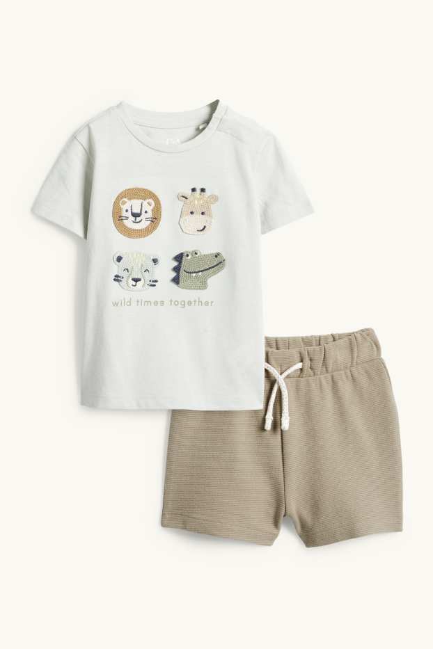 Baby Buben - Wildtiere - Baby-Crochet-Outfit - 2 teilig - mintgrün