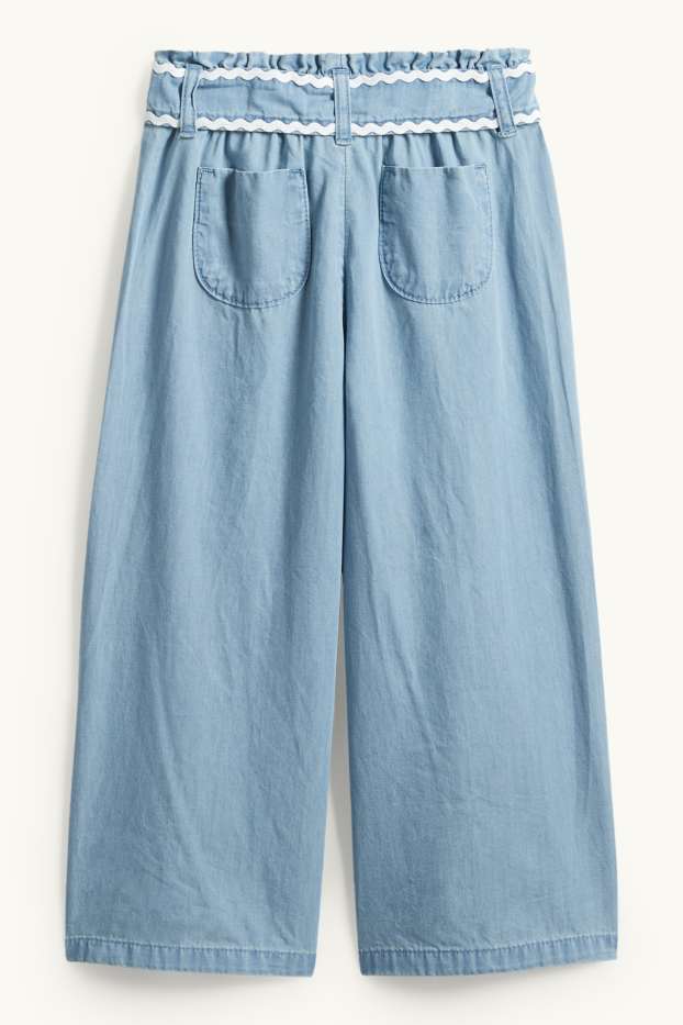 Copii - Fete - Pantaloni de stofă - aspect de jeans - albastru deschis