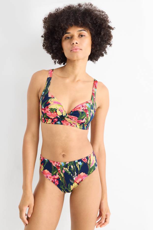 Donna - Slip bikini - vita media - LYCRA® XTRA LIFE™- a fiori - colorato