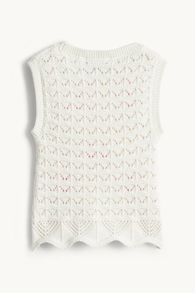 Bambine - Motivo fiori - top in pizzo - bianco / rosa