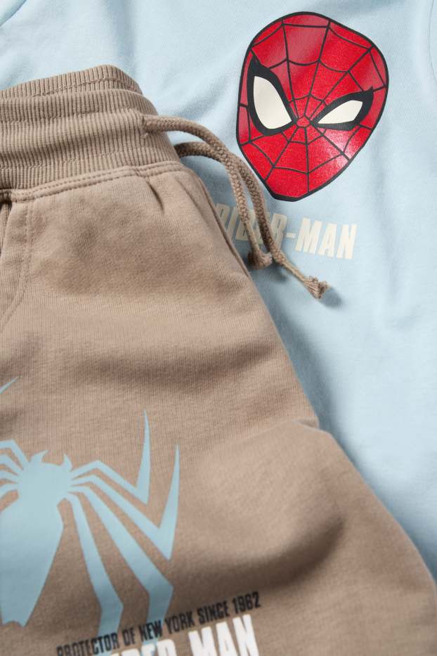 Kinder Jungen - Spider-Man - Set - Kurzarmshirt und Cargo-Sweatshorts - blau  / beige