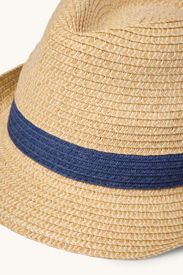 Kinderen: jongens - Strohoed - blauw / beige