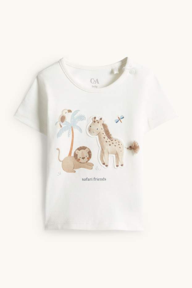 Miminka - chlapci - Lev a žirafa - outfit pro miminka - 3dílný - modrá/krémová