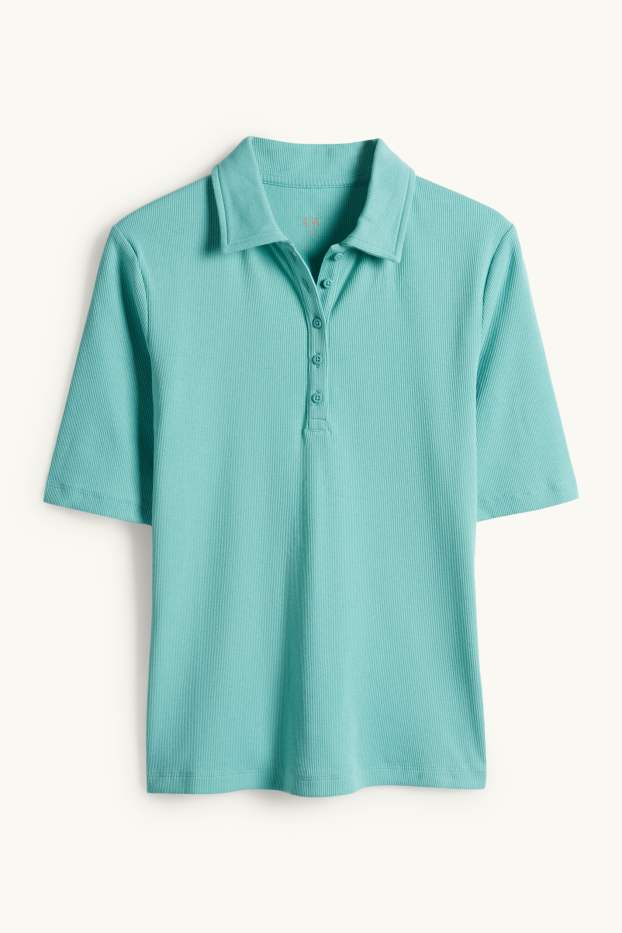 Damen - Poloshirt - Regular Fit - gerippt - türkis