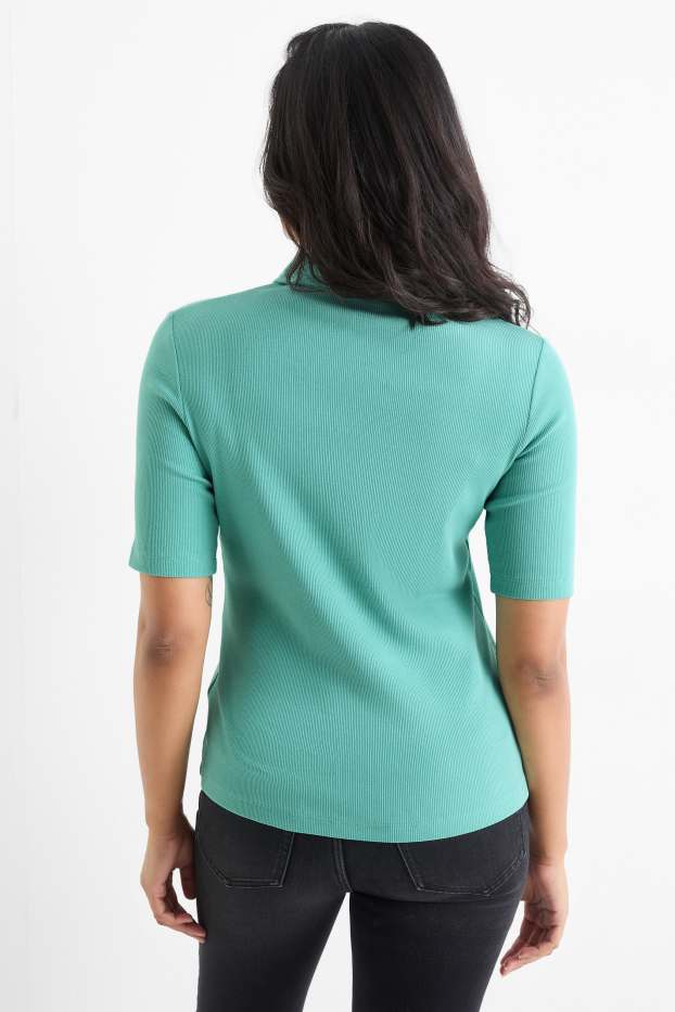 Damen - Poloshirt - Regular Fit - gerippt - türkis