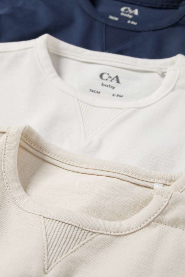 Baby: jongens - Set van 3 - baby-T-shirt - blauw / beige