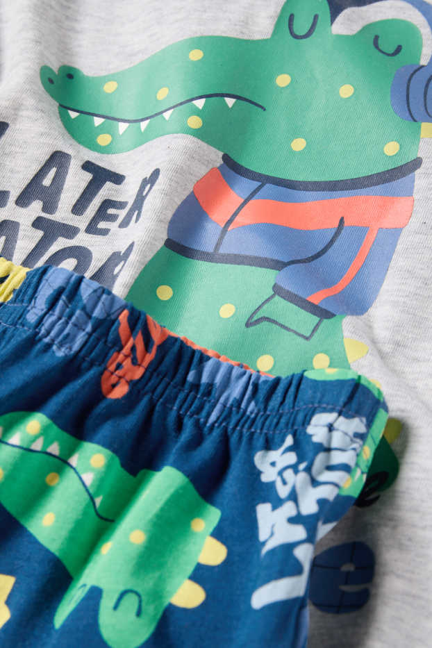 Children Boys - Crocodile - short pyjamas - 2 piece - light gray
