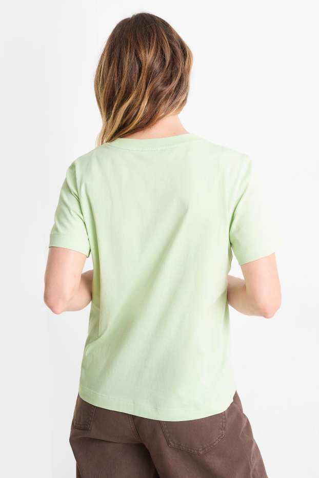 Femmes - T-shirt - regular fit - effet brillant - vert clair