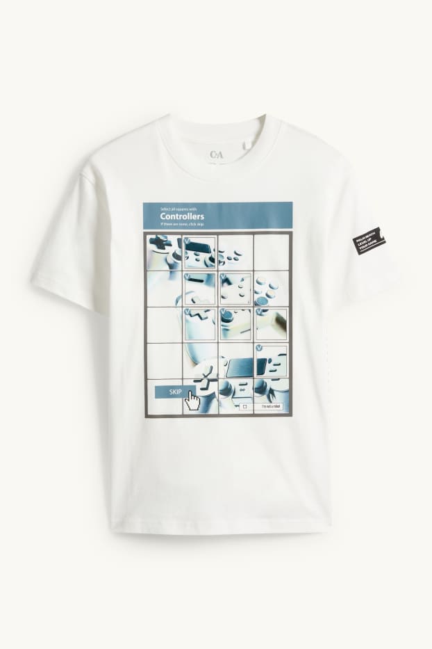 Kinderen: jongens - Gaming controller - T-shirt - wit