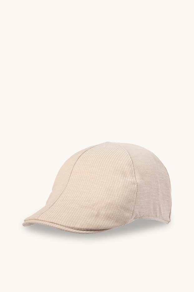 Men - Flat cap - textured - beige