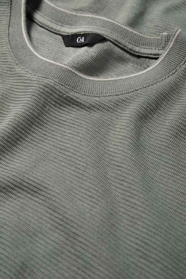 Uomo - T-shirt - regular fit - tessuto tramato - kaki