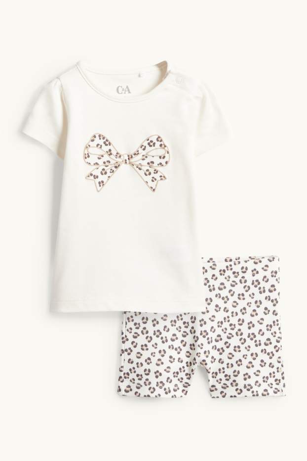 Baby Girls - Bow - baby pyjamas - 2 piece - brown / cremewhite