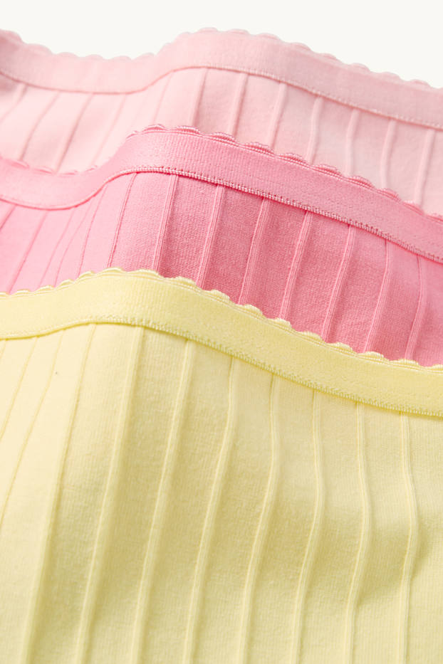 Bambine - Confezione da 3 - slip - a coste - arancione / giallo