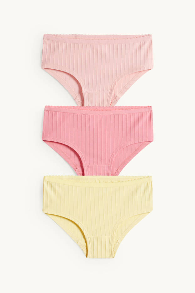 Bambine - Confezione da 3 - slip - a coste - arancione / giallo