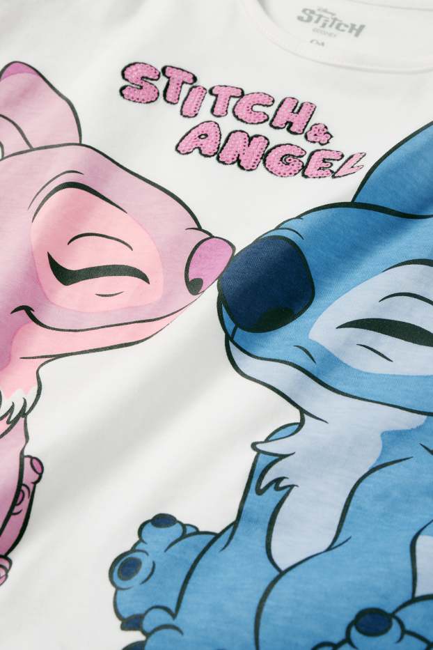 Nena - Lilo & Stitch - samarreta de màniga curta - efecte brillant - blanc/rosa