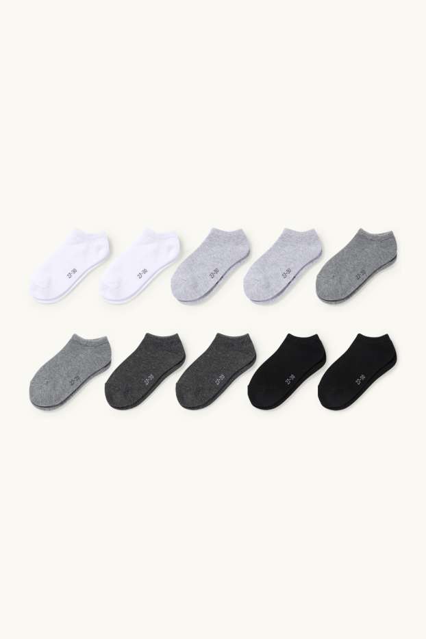 Copii - Băieți - Multipack 10 perechi - șosete sub gleznă - negru / alb