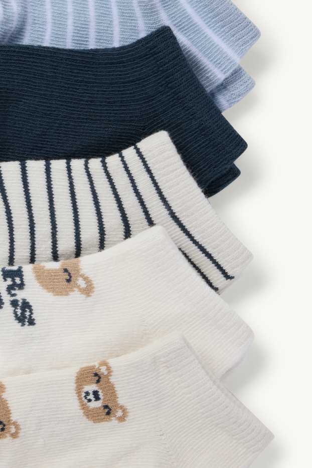 Unisexe - Lot de 5 paires - chaussettes bébé à motif - bleu