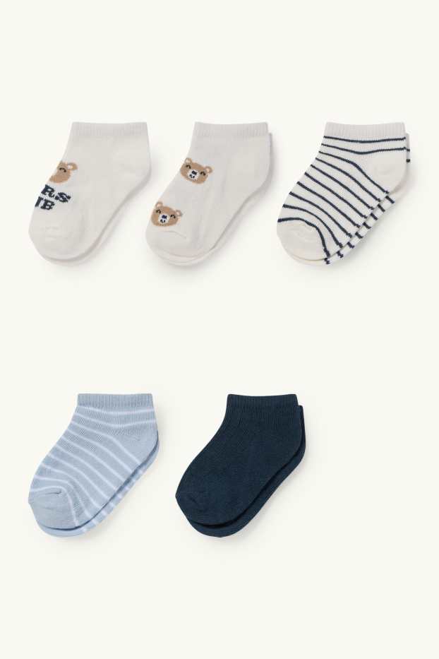 Unisexe - Lot de 5 paires - chaussettes bébé à motif - bleu