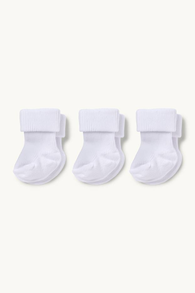 Baby Mädchen - Multipack 3er - Erstlings-Socken - gerippt - weiss