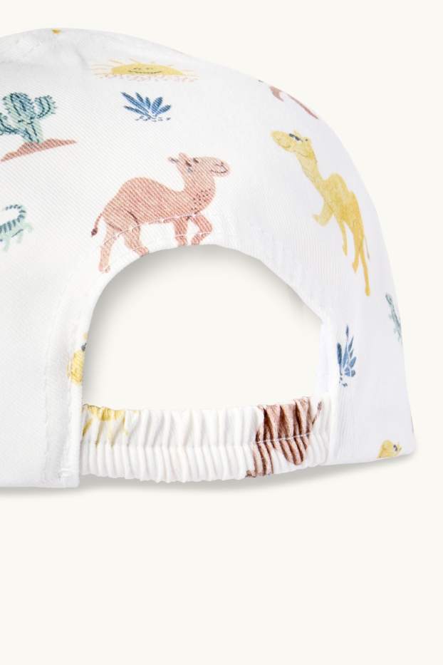 Miminka - chlapci - Velbloudi a kaktusy - čepice pro miminka - bílá