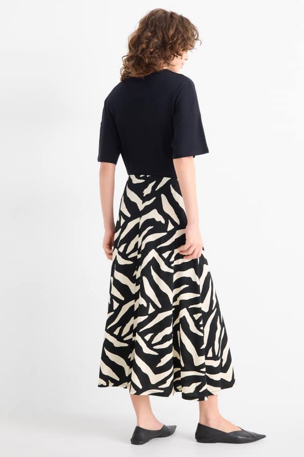 Femmes - Jupe - à motif - noir / beige