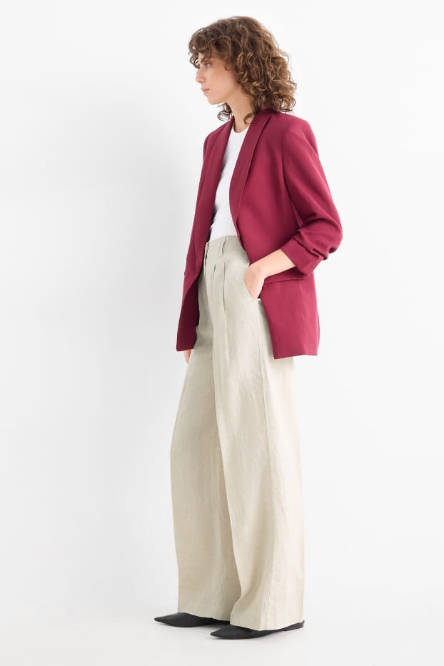 Damen - Leinenhose - High Waist - Wide Leg - beige