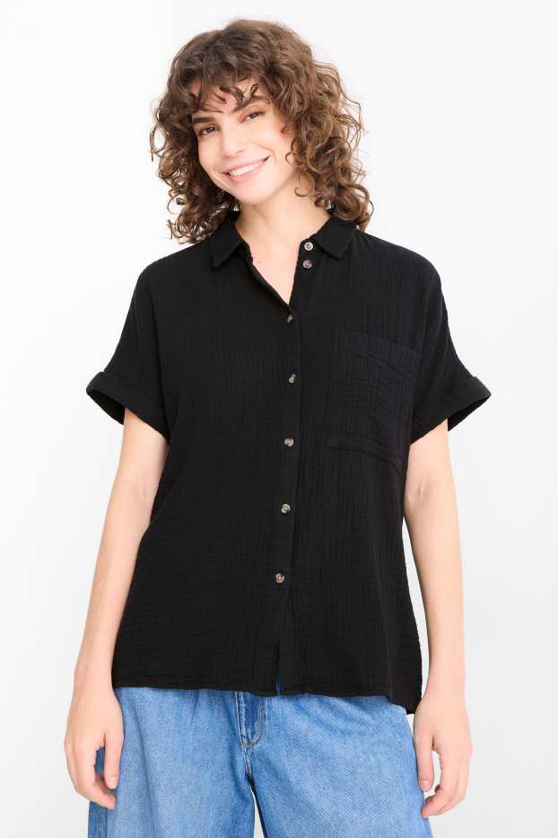 Mujer - Blusa de muselina - negro