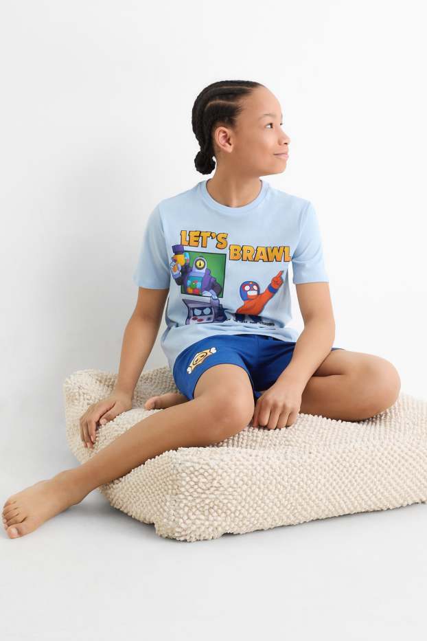 Children Boys - Brawl Stars - short pyjamas - 2-piece - light blue