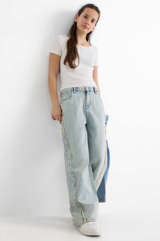 Children Girls - Wide leg jeans - denim-light gray