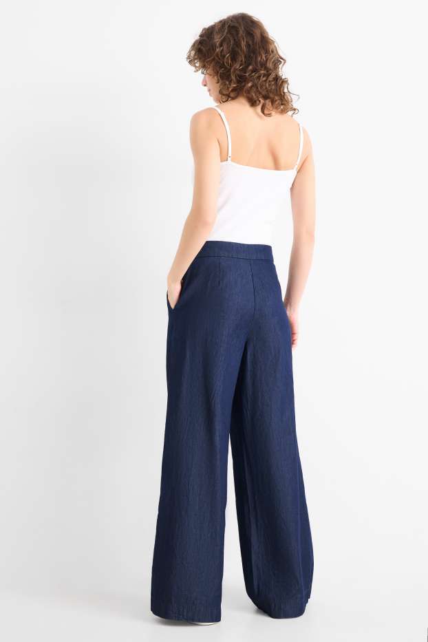 Dámské - Wide leg jeans - high waist - džíny - tmavomodré