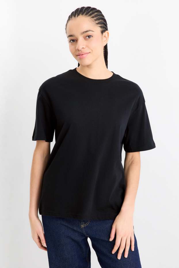 Dames - T-shirt - oversized - zwart