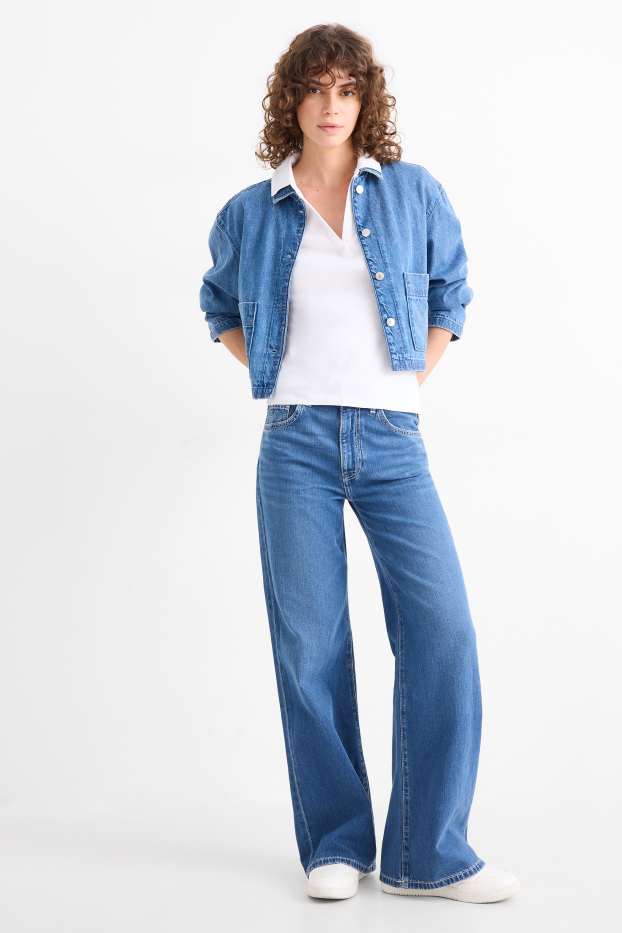 Dona - Wide leg Jeans - mid waist - texà blau