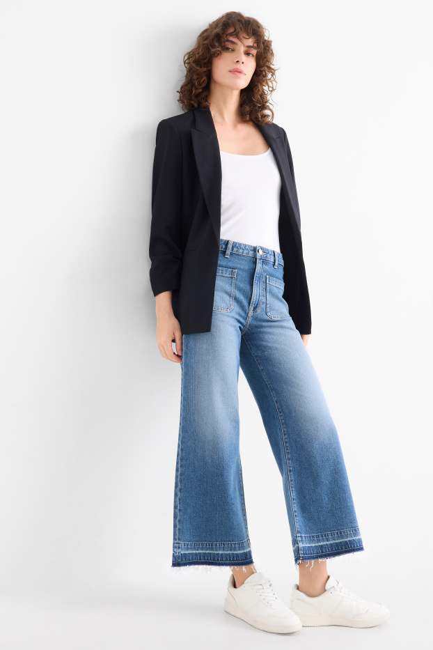 Dona - Wide leg Jeans crop - mid waist - texà blau
