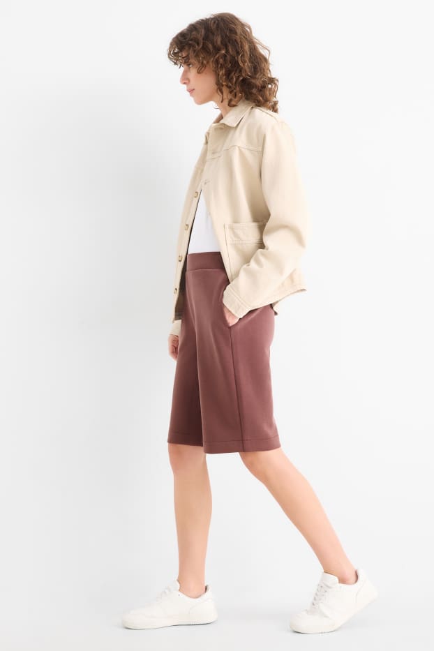 Dámské - Teplákové bermudy - hnědá