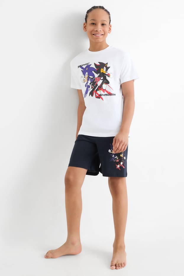 Enfants garçons - Sonic - pyjashort - 2 pièces - bleu foncé / blanc