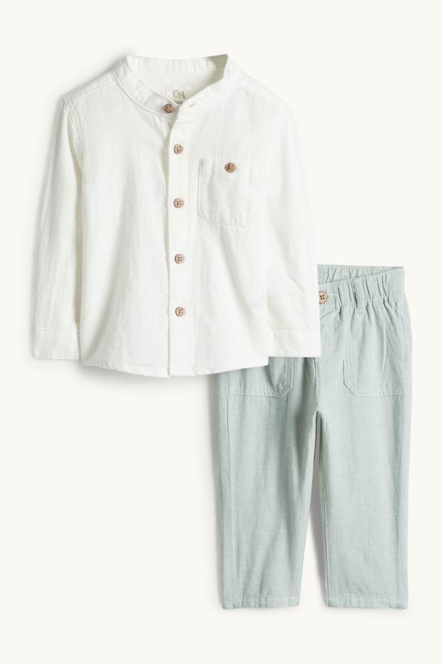 Bebeluși - băieți - Compleu bebeluși - 2 piese - alb / albastru