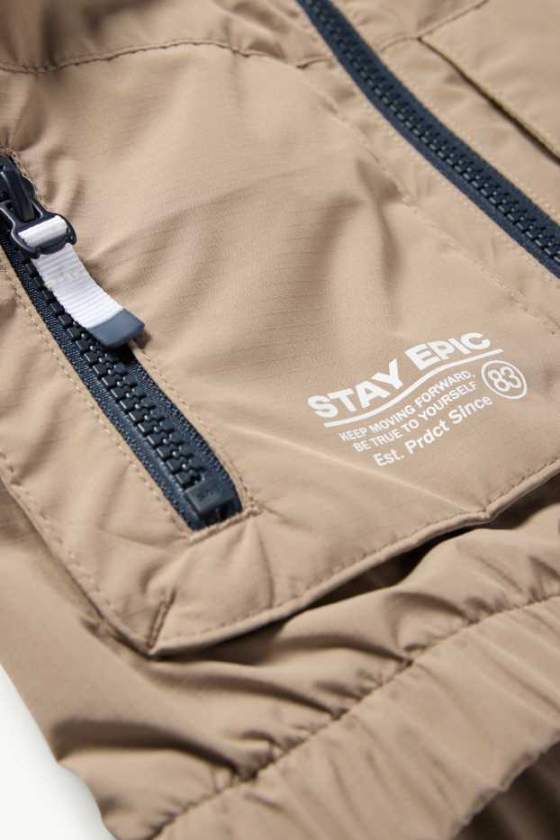 Kinder Buben - Jacke mit Kapuze - wasserabweisend - hellbraun