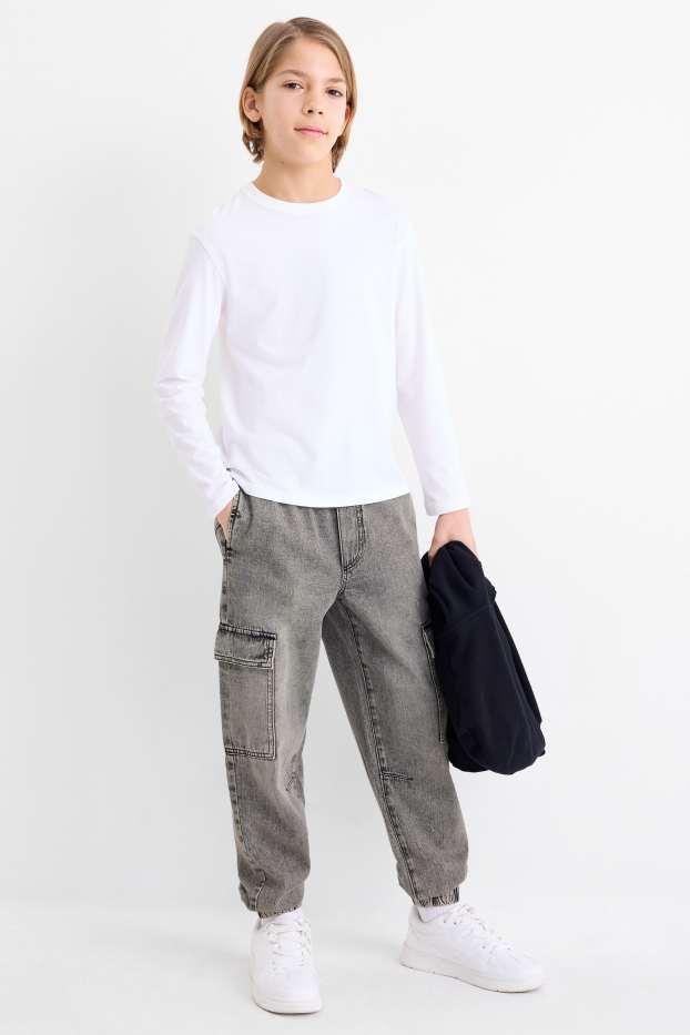 Children Boys - Cargo jeans - light gray