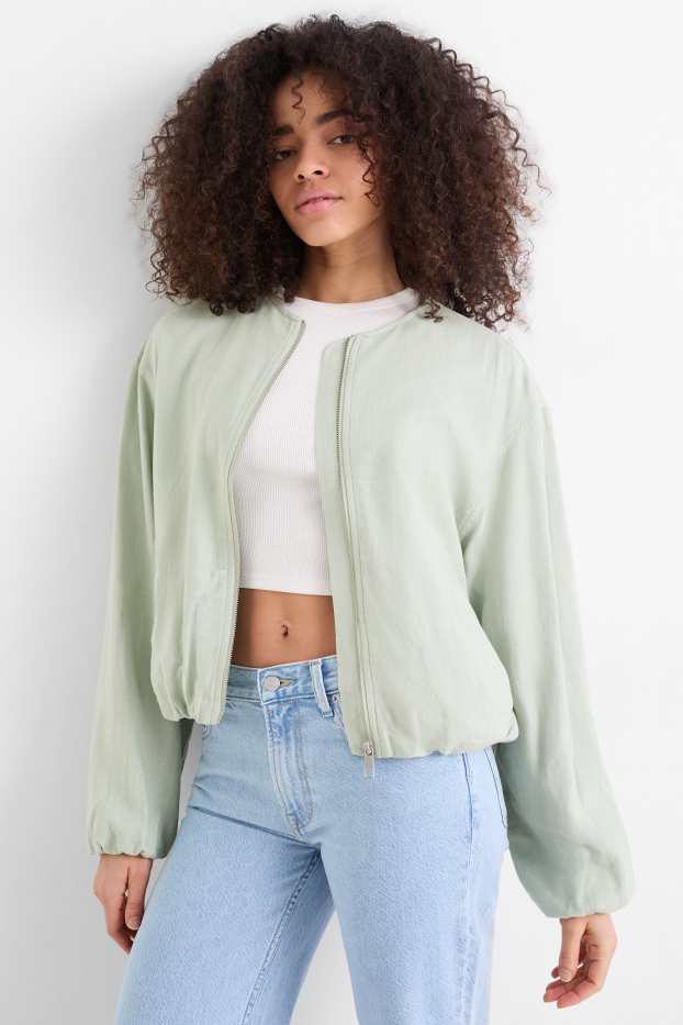 Mujer - Cazadora con parte de lino - verde menta