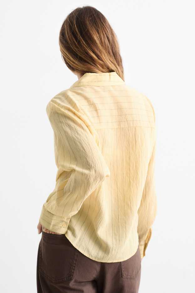 Femmes - Chemisier noué - à rayures - jaune clair