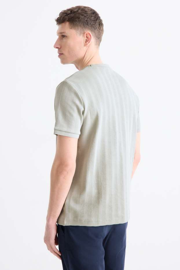 Herren - T-Shirt - Regular Fit - strukturiert - hellgrau