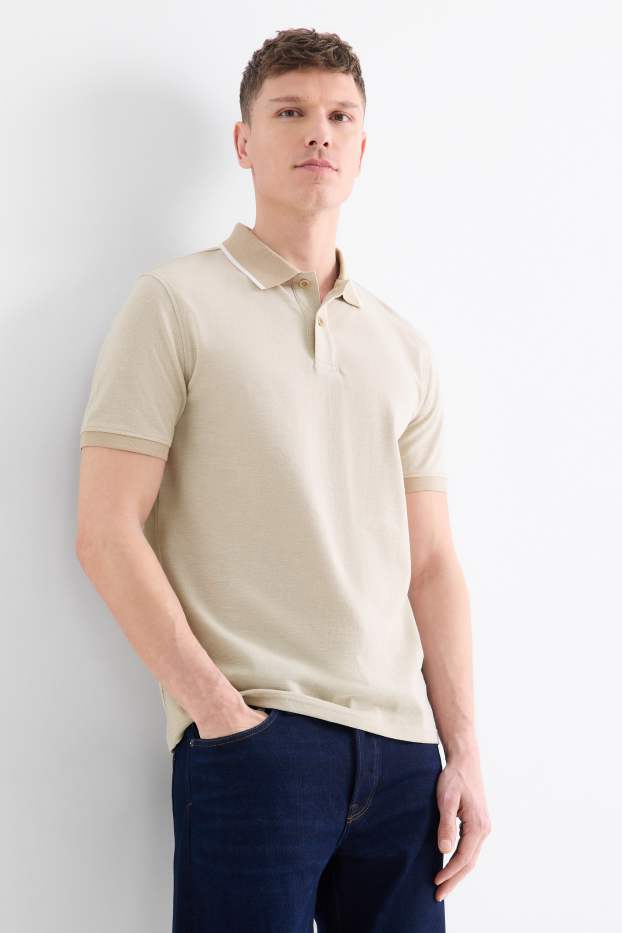 Herren - Poloshirt - Regular Fit - cremeweiß