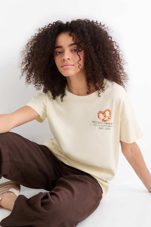 Femmes - T-shirt - Oversize - crème